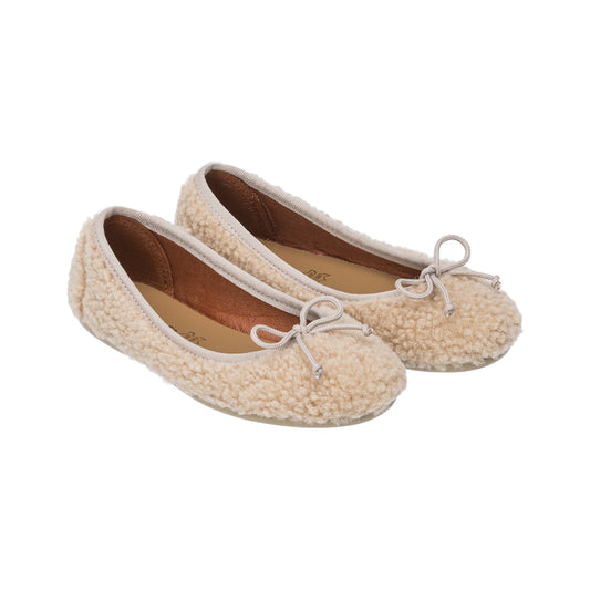 Elephantito Girls Shoes - Ballerina Flats - Shearling - Beige by Elephantito