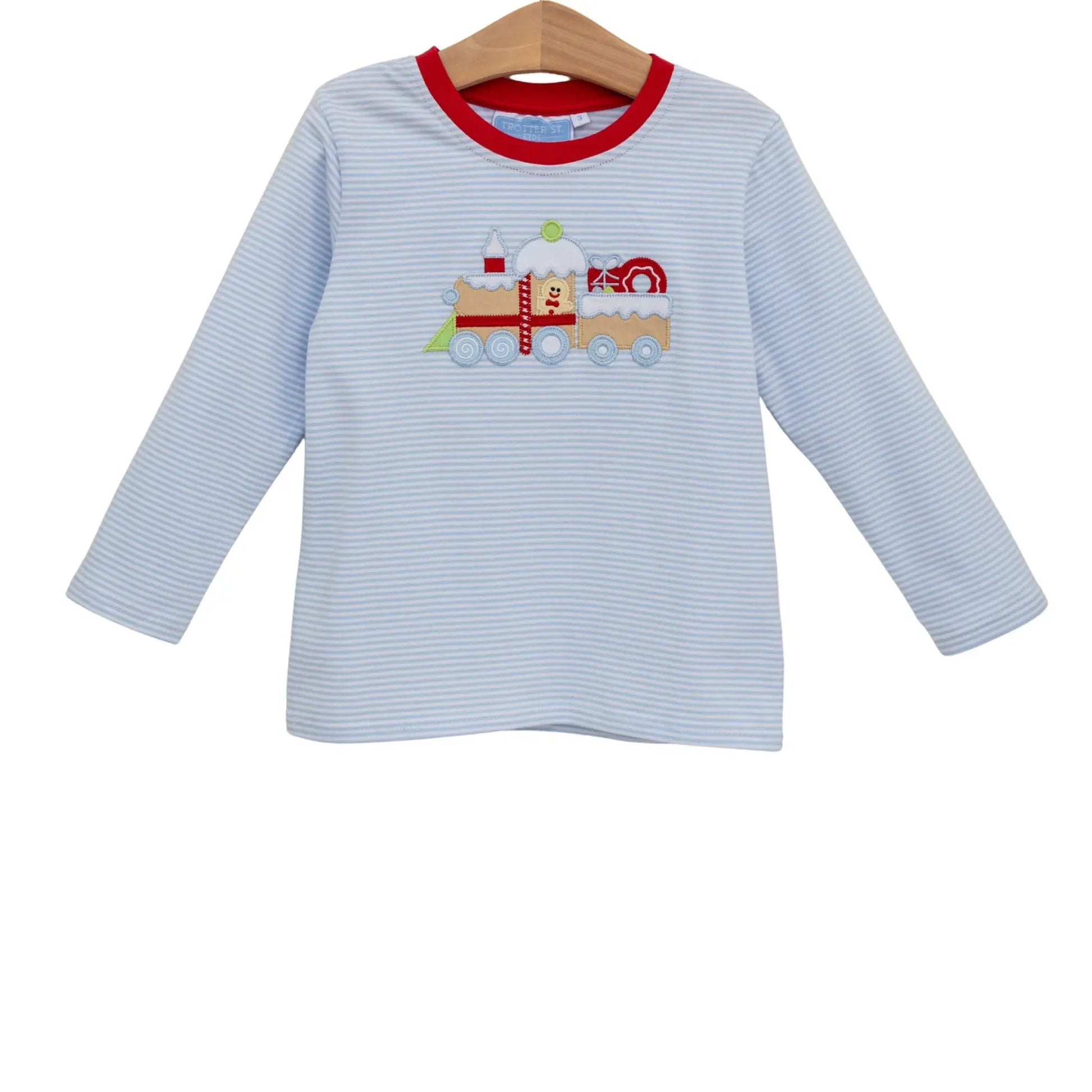 Trotter Street Kids Boys Blue Gingerbread Train Shirt