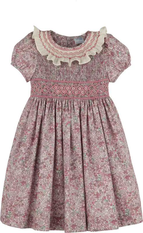 Luli & Me Girls Pink Fall Bloom Collar Dress