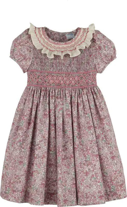 Luli & Me Girls Pink Fall Bloom Collar Dress by Luli & Me