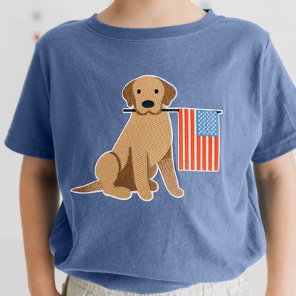Sweet Wink Boys T-Shirt - Indigo Patriotic Pup Patch by Sweet Wink