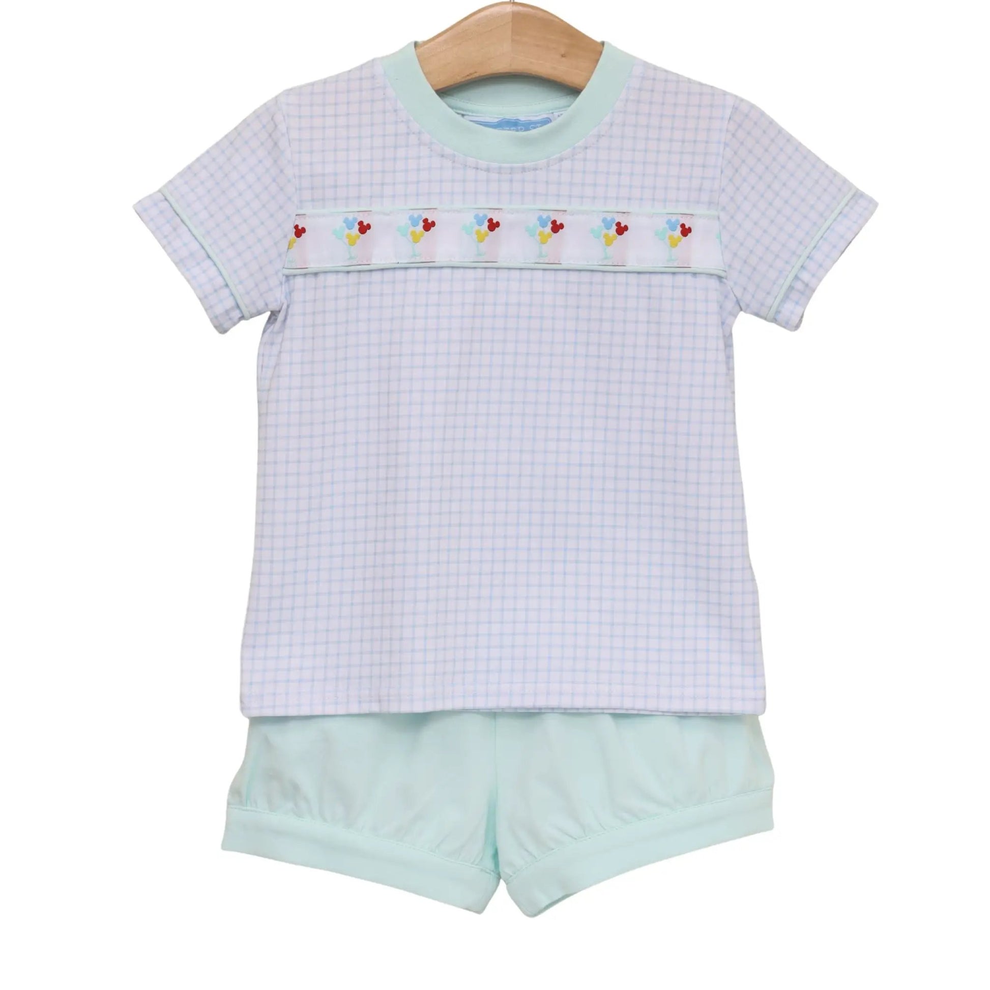 Trotter Street Kids Boys Blue Magical Balloons Banded Short Set