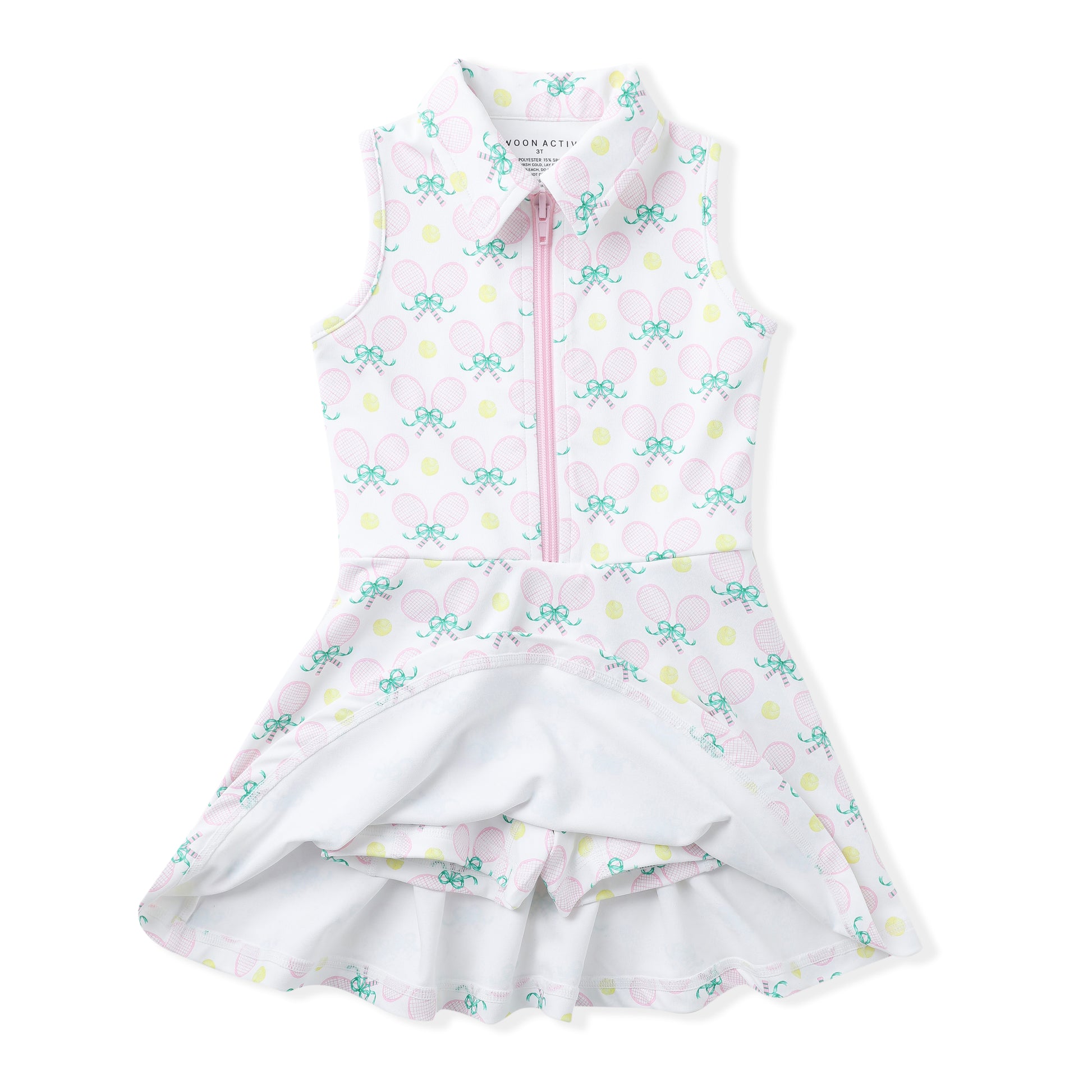 Swoon Baby Girls Active Tennis Dress - Racquets Print - Collar