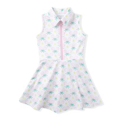 Swoon Baby Girls Active Tennis Dress - Racquets Print - Collar