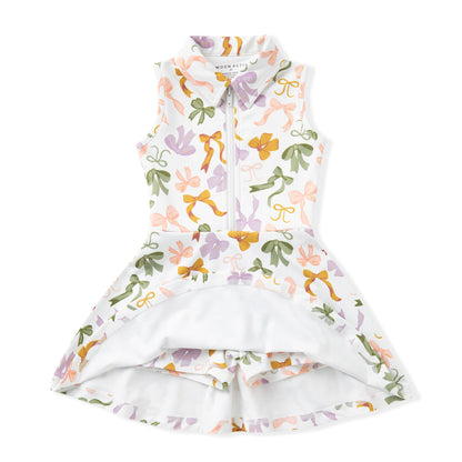 Swoon Baby Girls Active Tennis Dress - Collar - Bows Print
