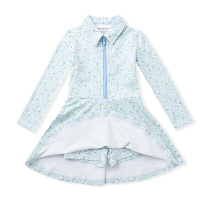 Swoon Baby Girls Active Tennis Dress - Long Sleeves - Blue Floral