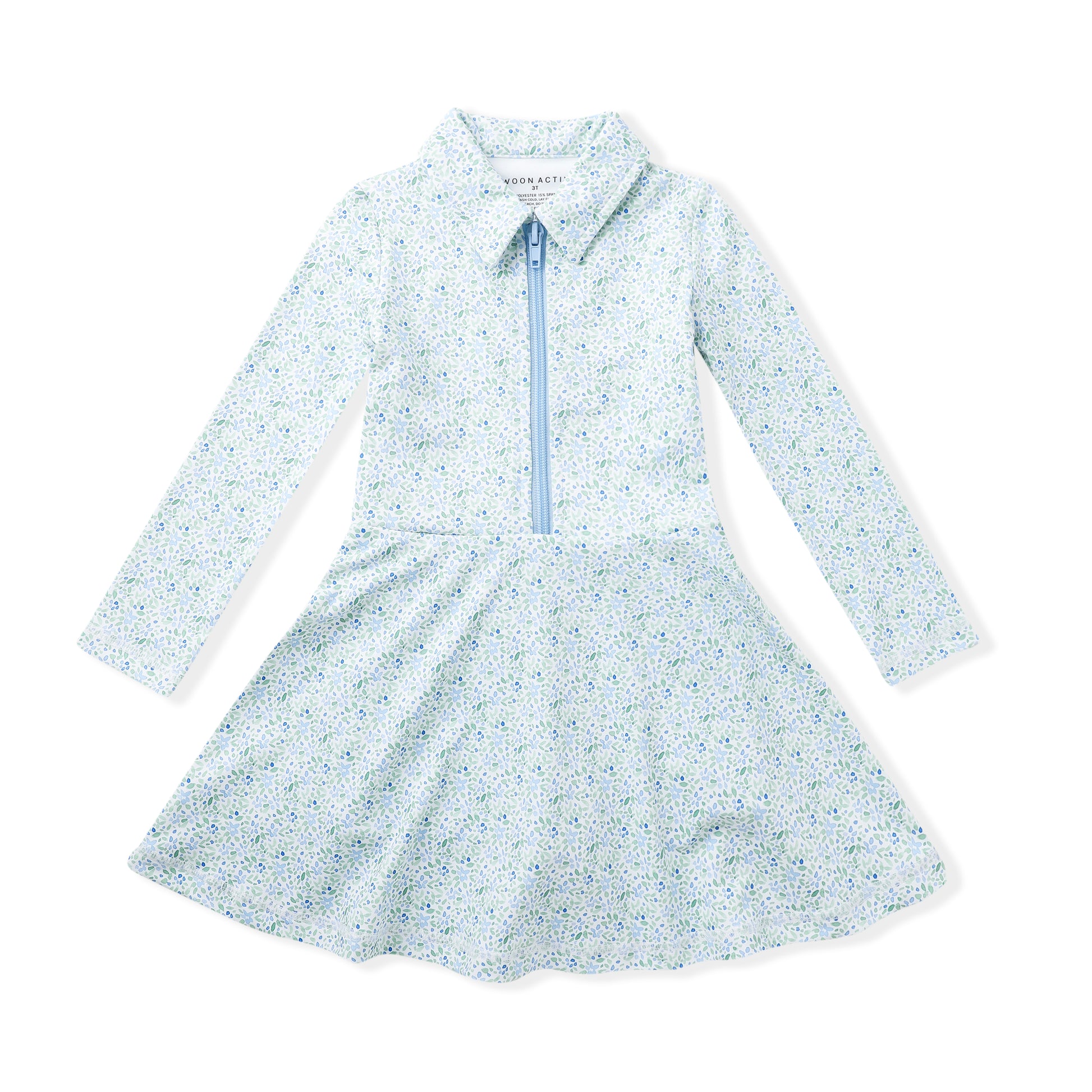 Swoon Baby Girls Active Tennis Dress - Long Sleeves - Blue Floral