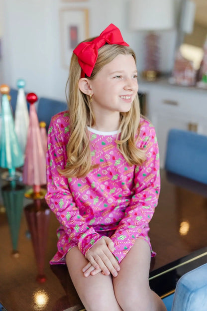 Lila & Hayes Girls Sophie Short Pajamas Set - Christmas Candy - Pink