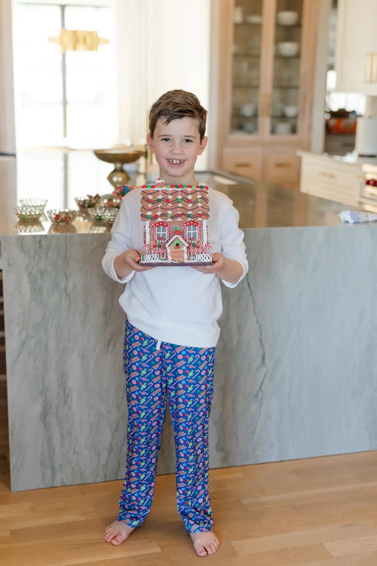 Lila & Hayes Boys Beckett Hang Out Lounge Pants - Christmas Candy - Blue