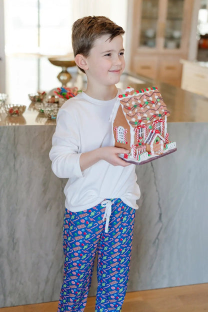 Lila & Hayes Boys Beckett Hang Out Lounge Pants - Christmas Candy - Blue