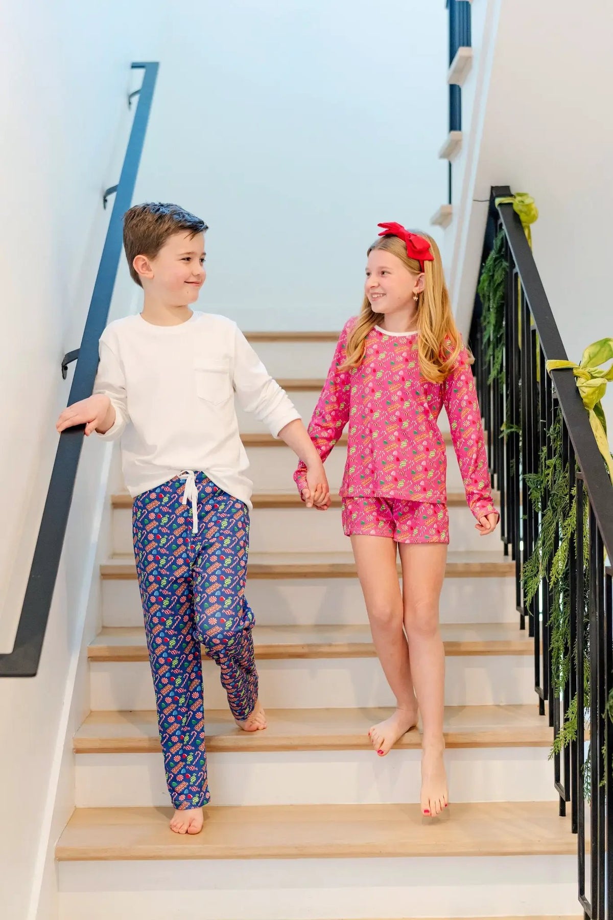 Lila & Hayes Boys Beckett Hang Out Lounge Pants - Christmas Candy - Blue