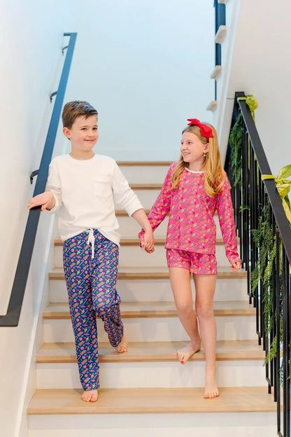 Lila & Hayes Boys Beckett Hang Out Lounge Pants - Christmas Candy - Blue