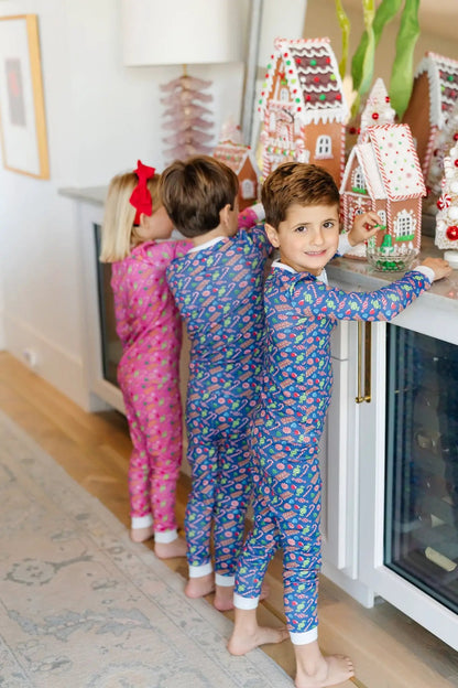Lila & Hayes Boys Jack Pajamas Set - Christmas Candy - Blue