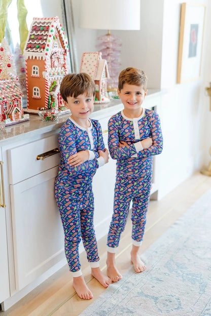Lila & Hayes Boys Jack Pajamas Set - Christmas Candy - Blue