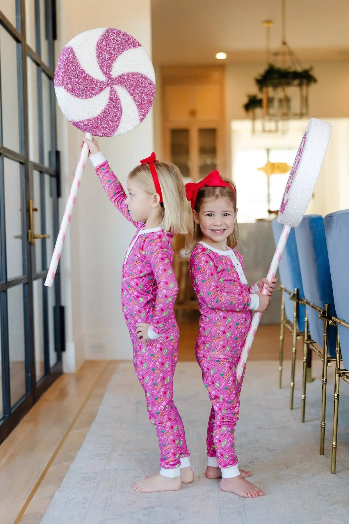 Lila & Hayes Girls Alden Pajamas Set - Christmas Candy - Pink