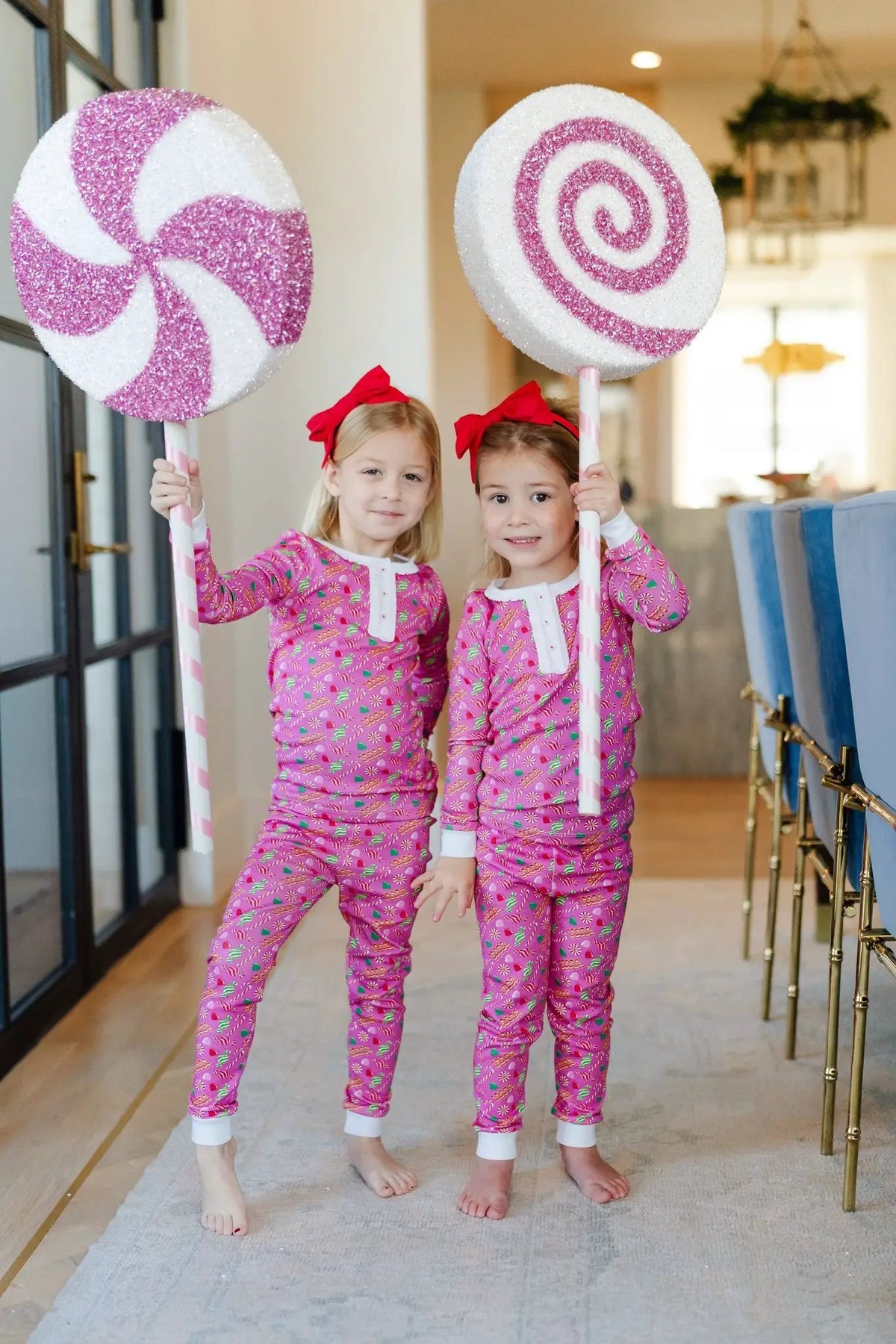 Lila & Hayes Girls Alden Pajamas Set - Christmas Candy - Pink