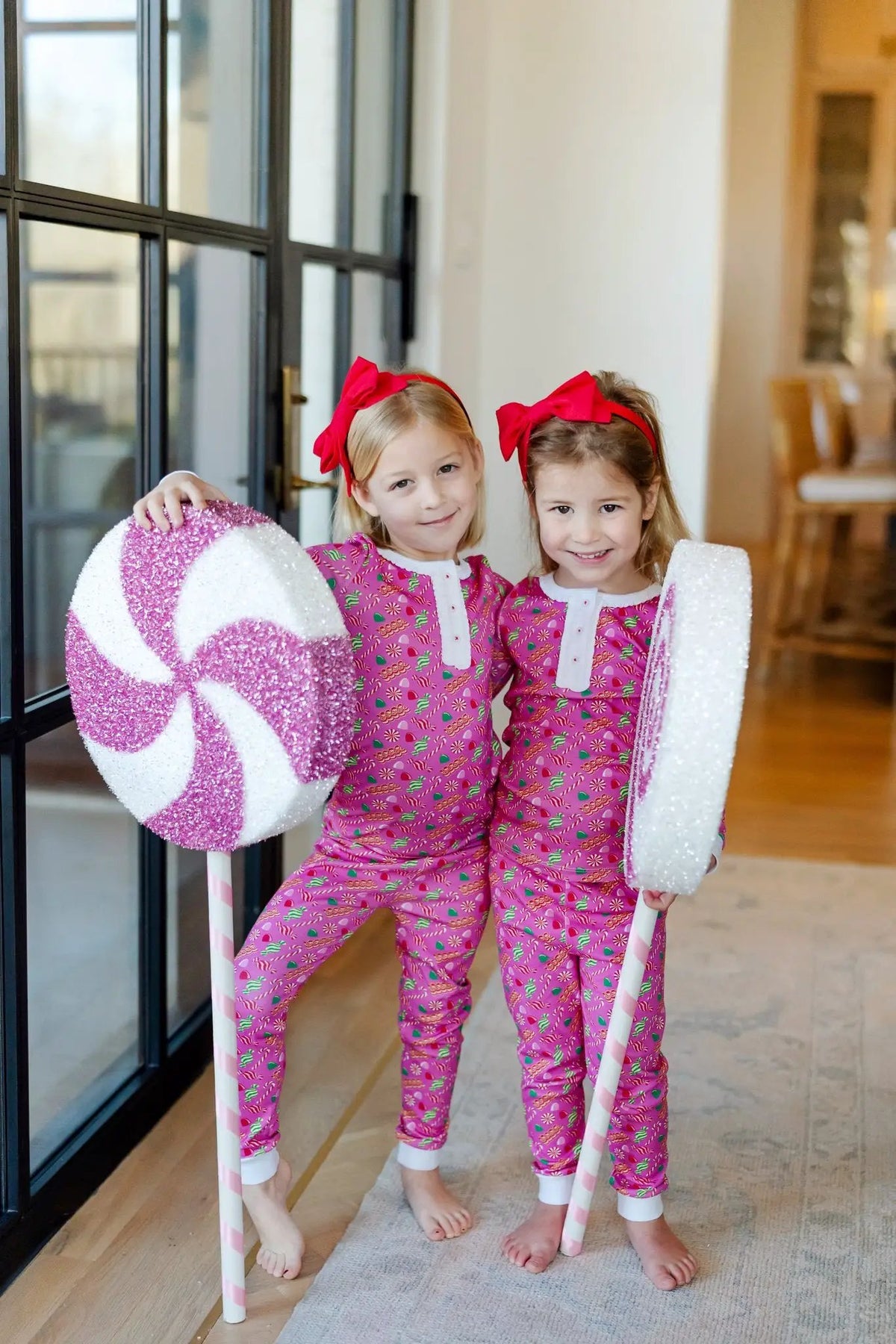 Lila & Hayes Girls Alden Pajamas Set - Christmas Candy - Pink
