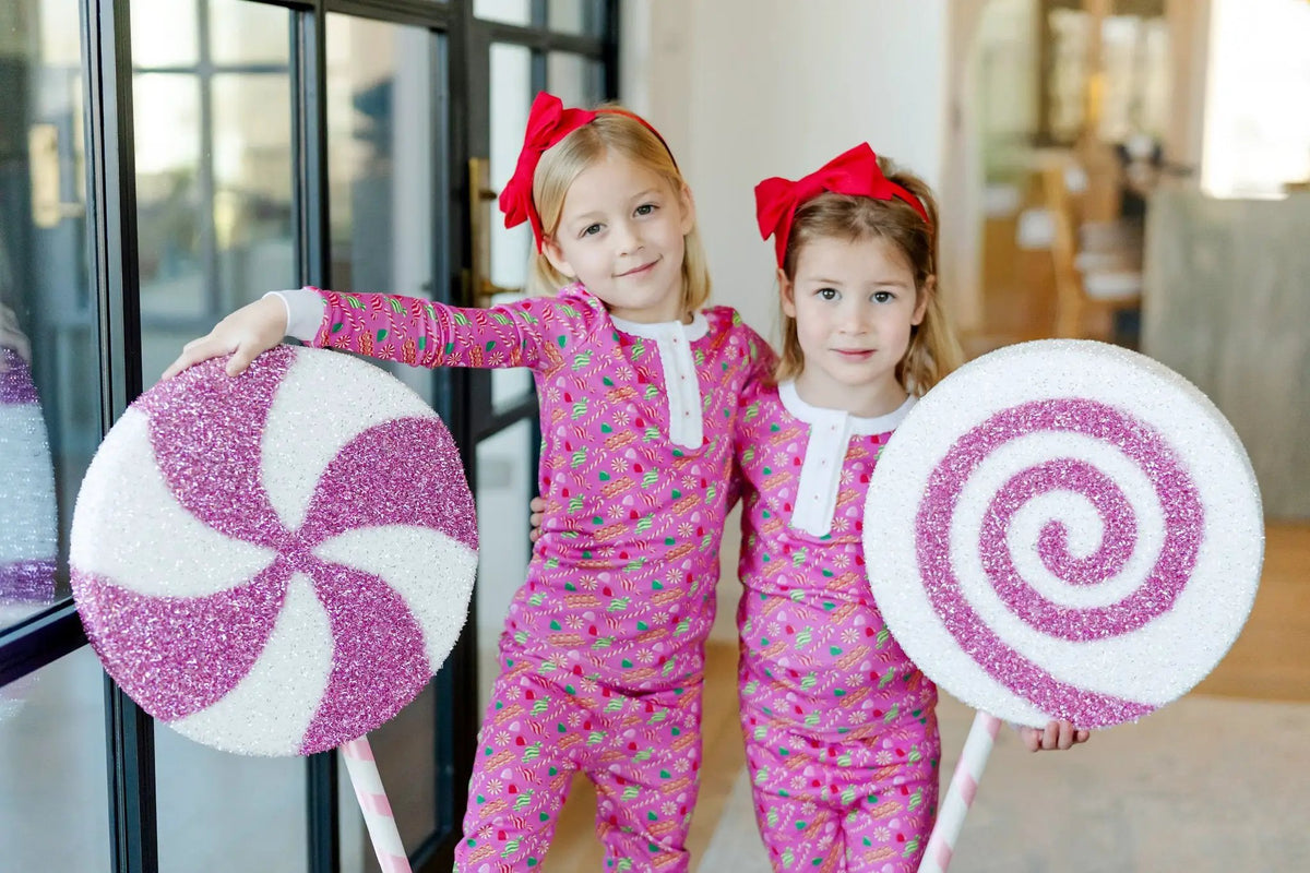 Lila & Hayes Girls Alden Pajamas Set - Christmas Candy - Pink