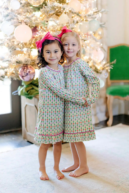 Lila & Hayes Girls Carlin Night Dress - Christmas Tree Topper Bows by Lila & Hayes