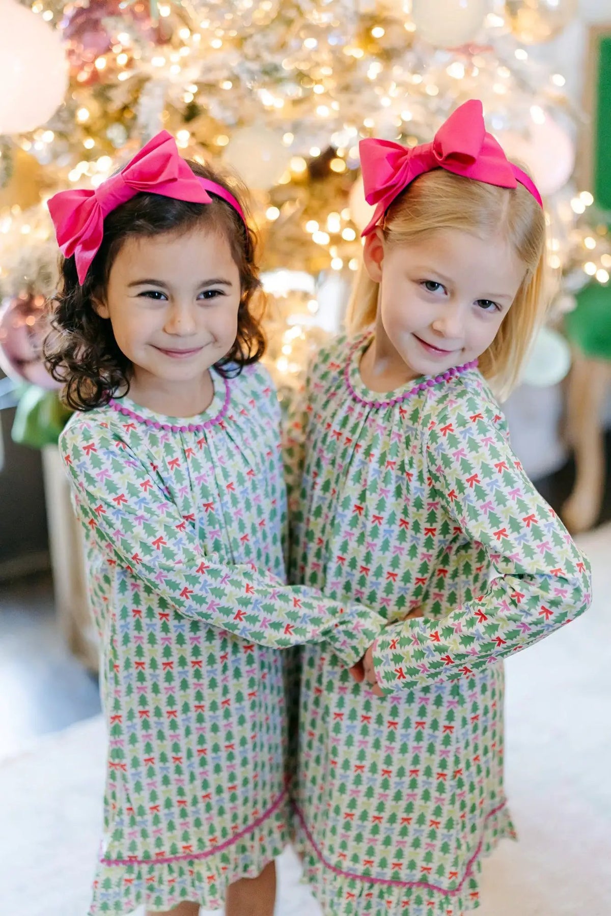Lila & Hayes Girls Carlin Night Dress - Christmas Tree Topper Bows by Lila & Hayes