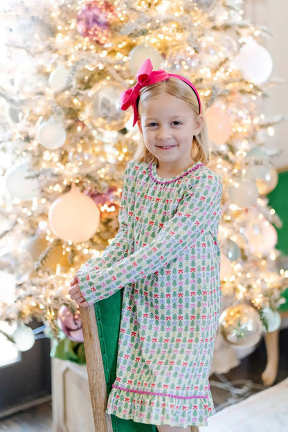 Lila & Hayes Girls Carlin Night Dress - Christmas Tree Topper Bows by Lila & Hayes