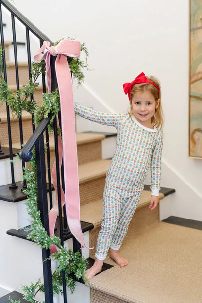 Lila & Hayes Girls Ava Pajamas Set - Christmas Tree Topper Bows