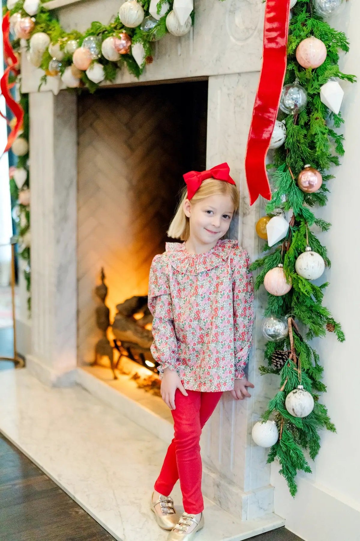 Lila & Hayes Girls Emma Leggings Set - Floral Noel