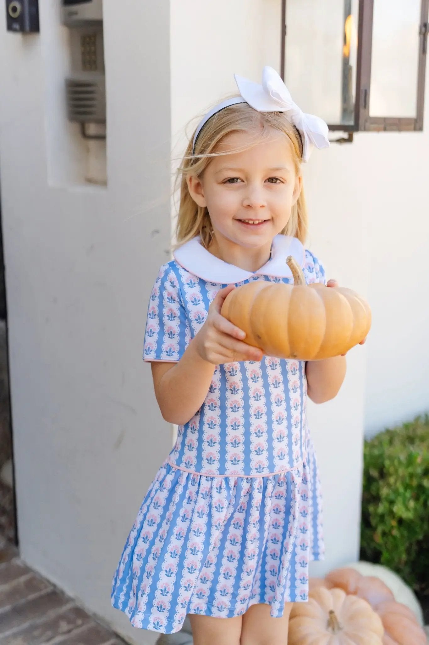 Lila & Hayes Girls Libby Dress - Blue Harvest Ribbon Floral