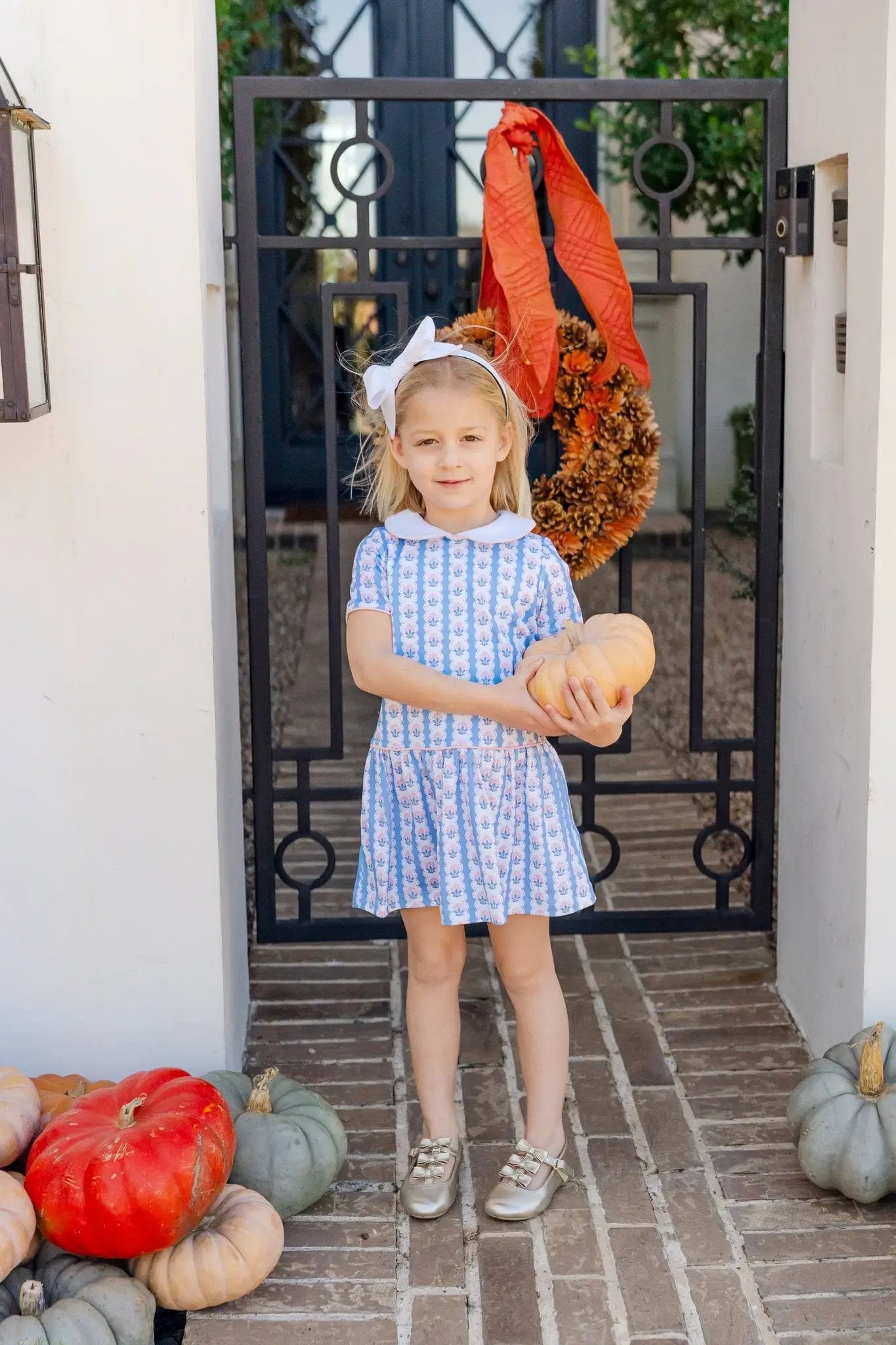 Lila & Hayes Girls Libby Dress - Blue Harvest Ribbon Floral
