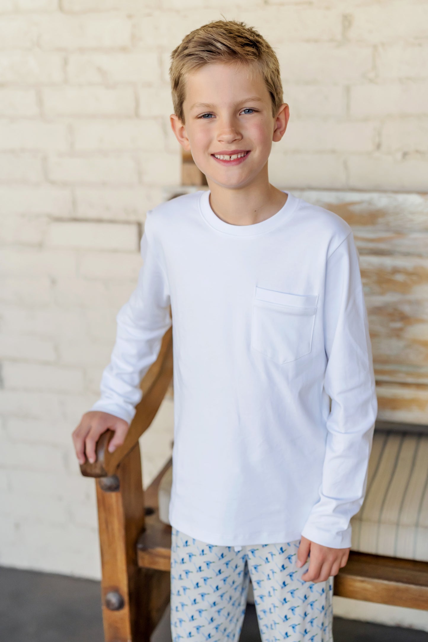 Lila & Hayes Boys Beckett Hang Out Pants - Blue Mallard Ducks by Lila & Hayes