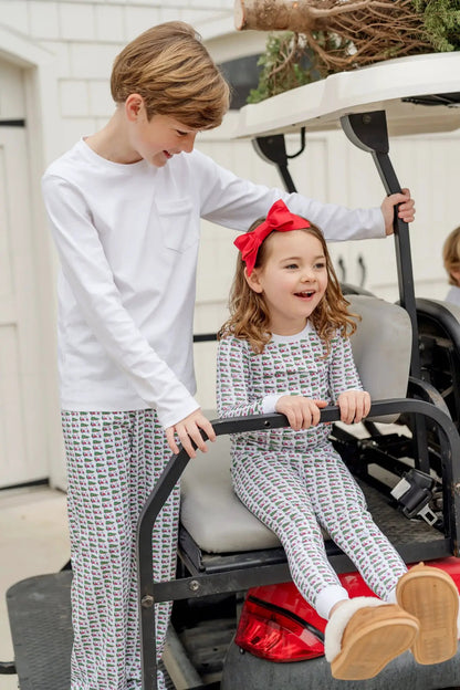 Lila & Hayes Boys Beckett Hang Out Lounge Pants - Christmas at the Golf Club by Lila & Hayes