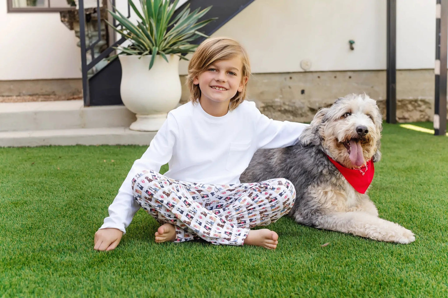 Lila & Hayes Boys Beckett Hangout Lounge Pants - Western Pups Dogs by Lila & Hayes