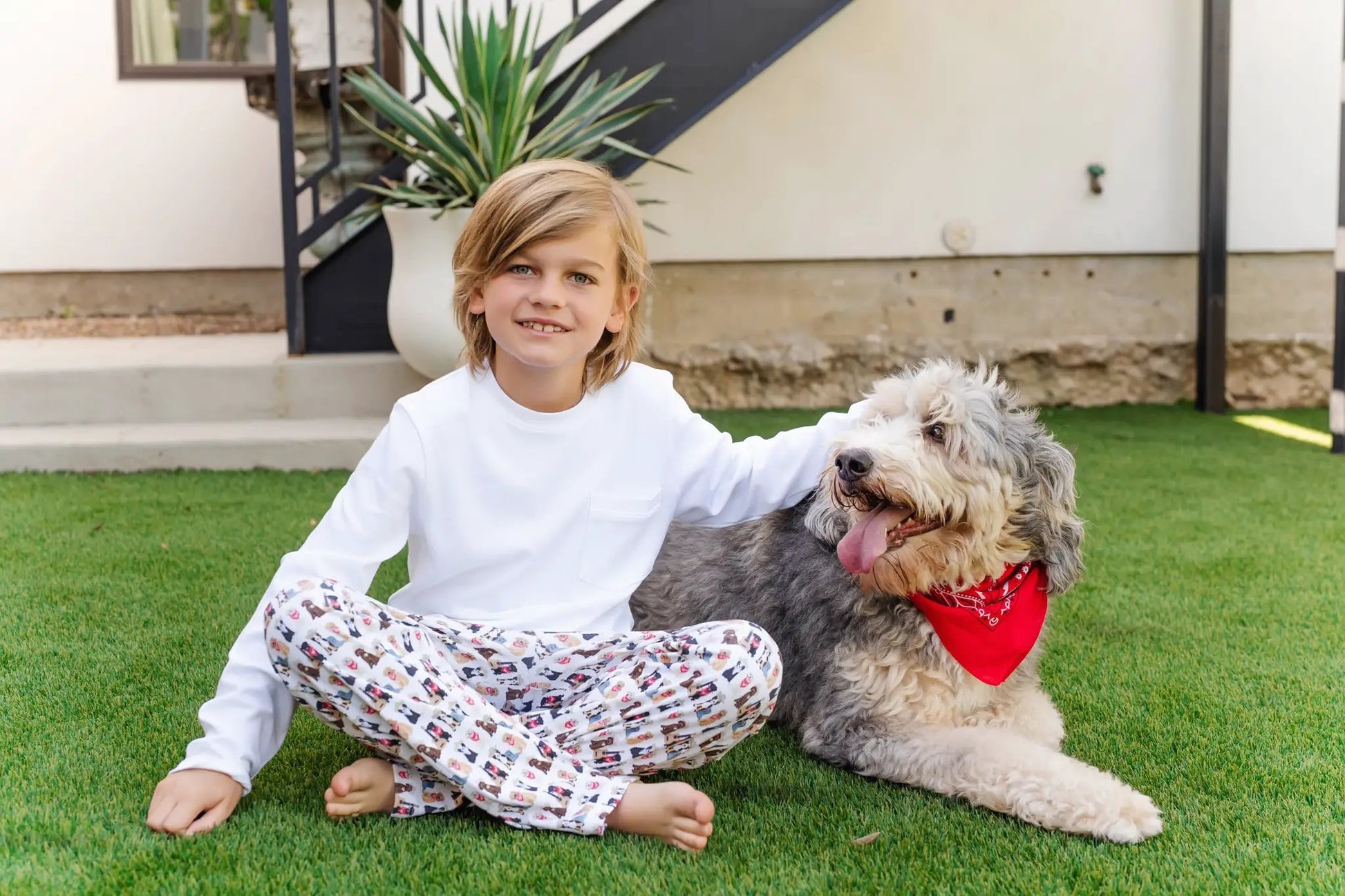 Lila & Hayes Boys Beckett Hangout Lounge Pants - Western Pups Dogs