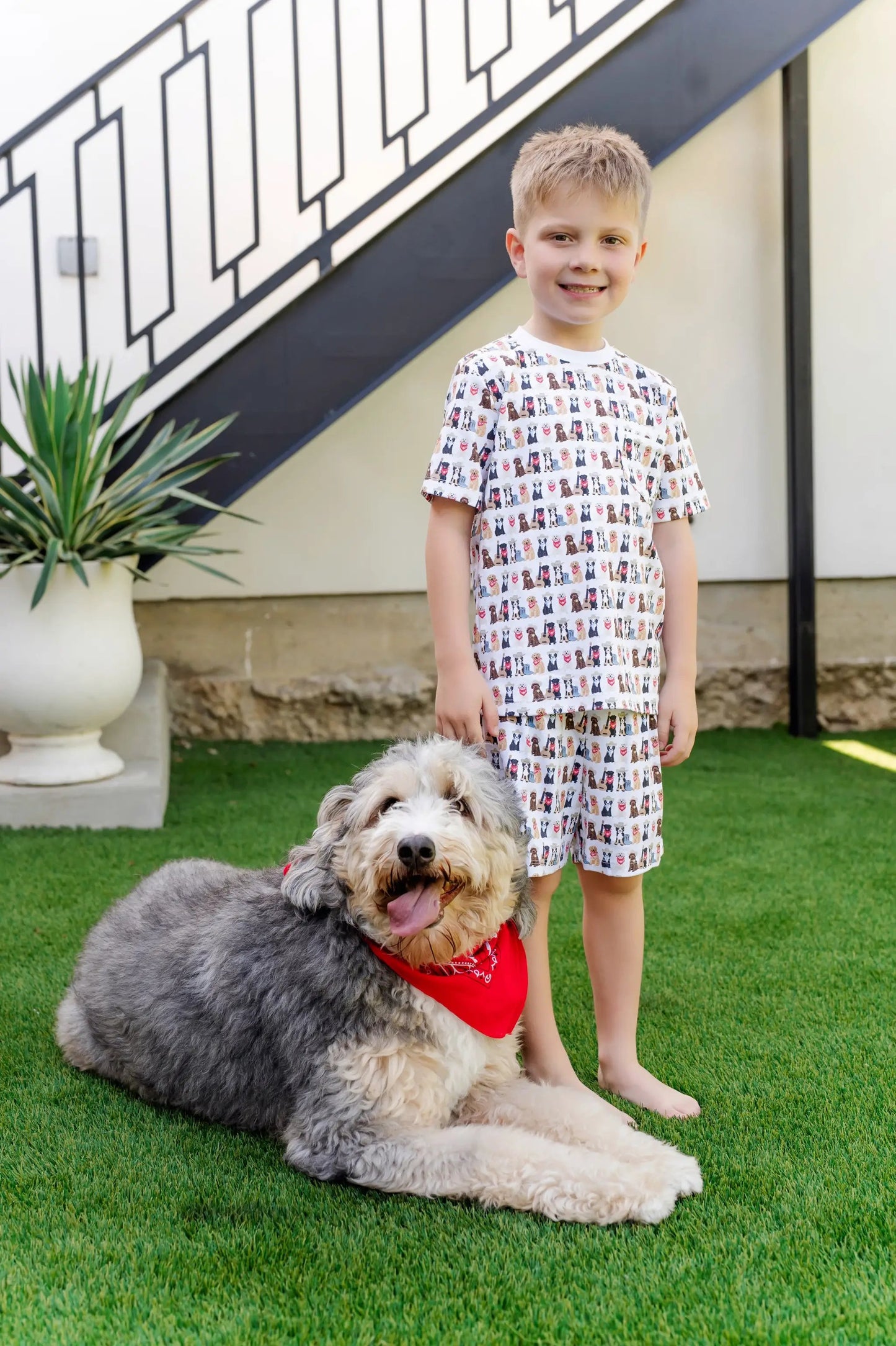 Lila & Hayes Boys Charles Short Pajamas Set - Western Pups Dogs by Lila & Hayes