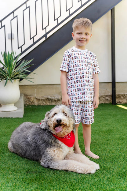 Lila & Hayes Boys Charles Short Pajamas Set - Western Pups Dogs by Lila & Hayes
