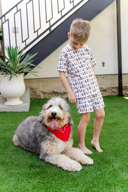 Lila & Hayes Boys Charles Short Pajamas Set - Western Pups Dogs by Lila & Hayes