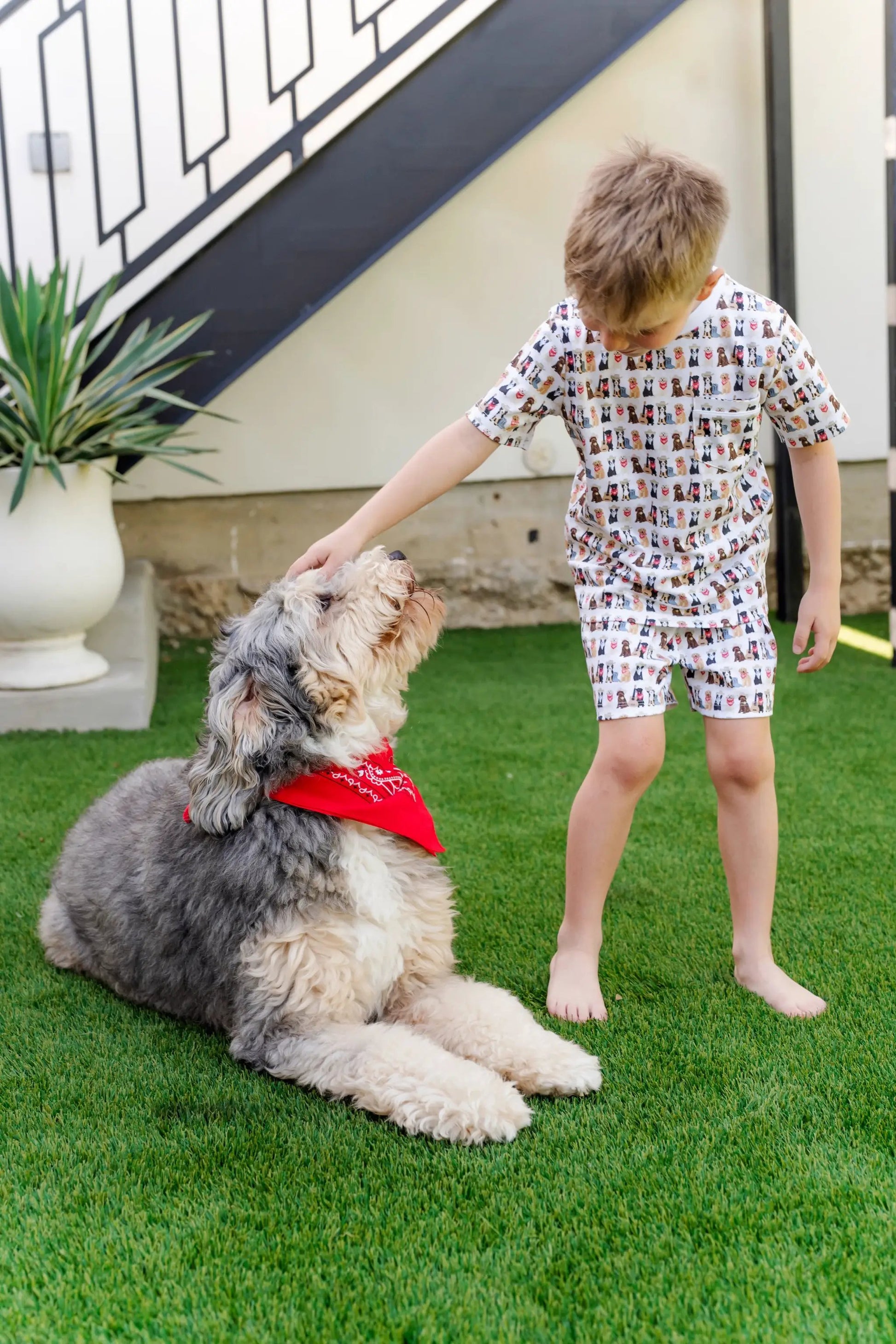 Lila & Hayes Boys Charles Short Pajamas Set - Western Pups Dogs