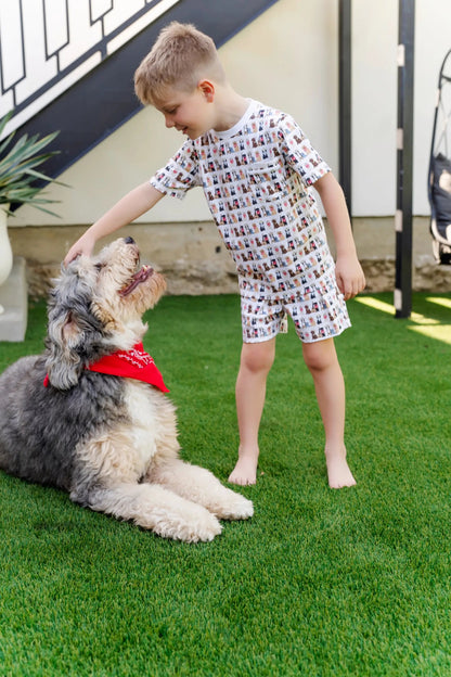 Lila & Hayes Boys Charles Short Pajamas Set - Western Pups Dogs by Lila & Hayes