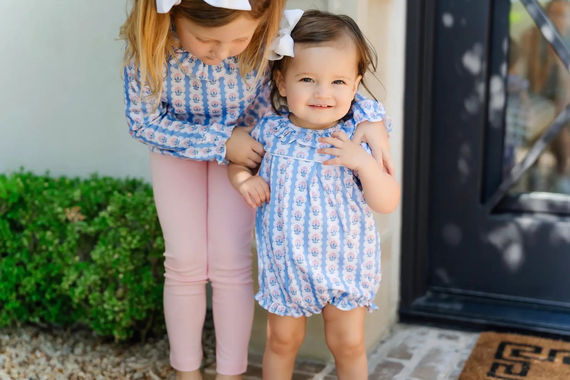 Lila & Hayes Baby Girls Charlotte Bubble - Blue Harvest Ribbon Floral