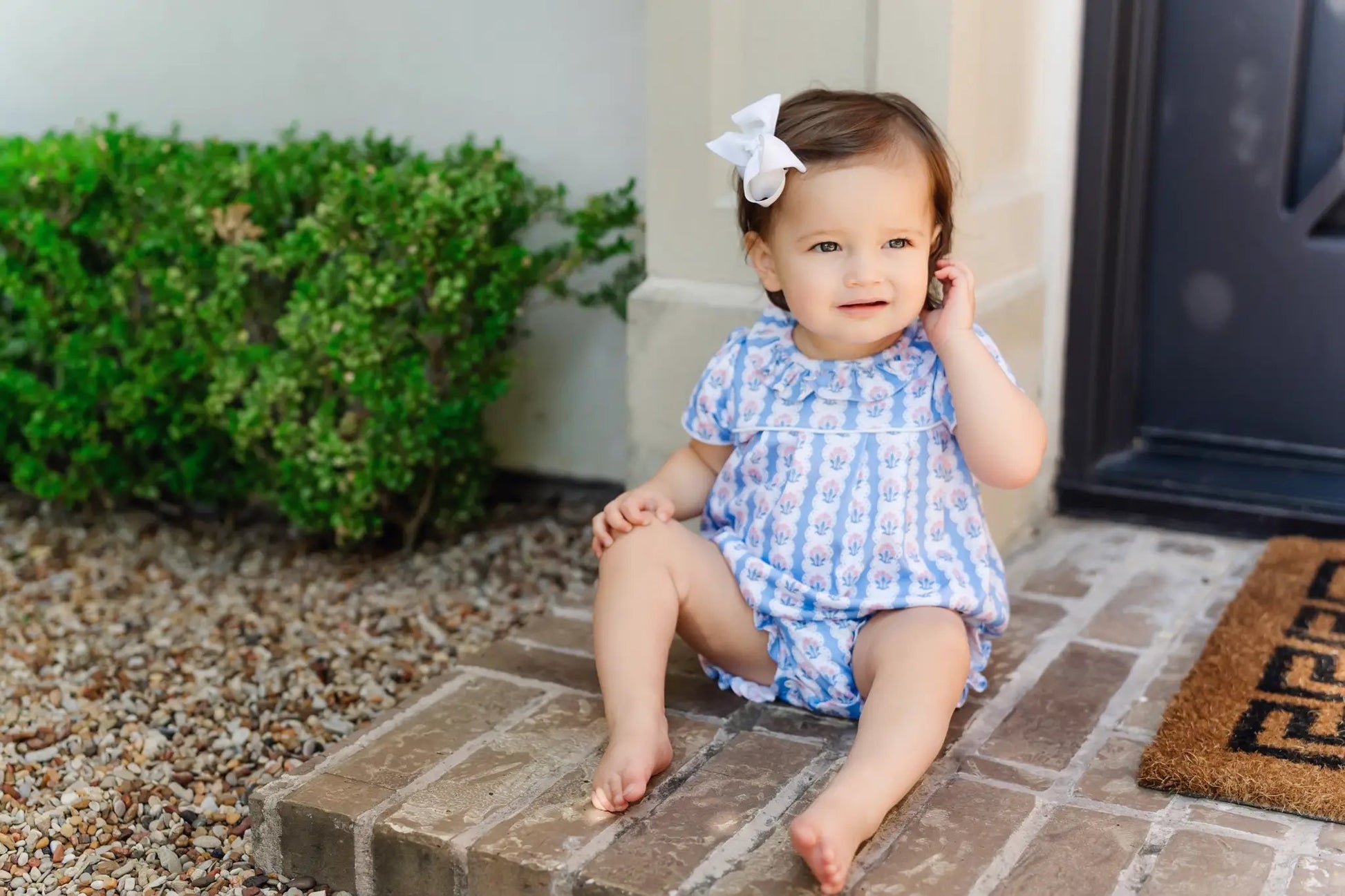 Lila & Hayes Baby Girls Charlotte Bubble - Blue Harvest Ribbon Floral