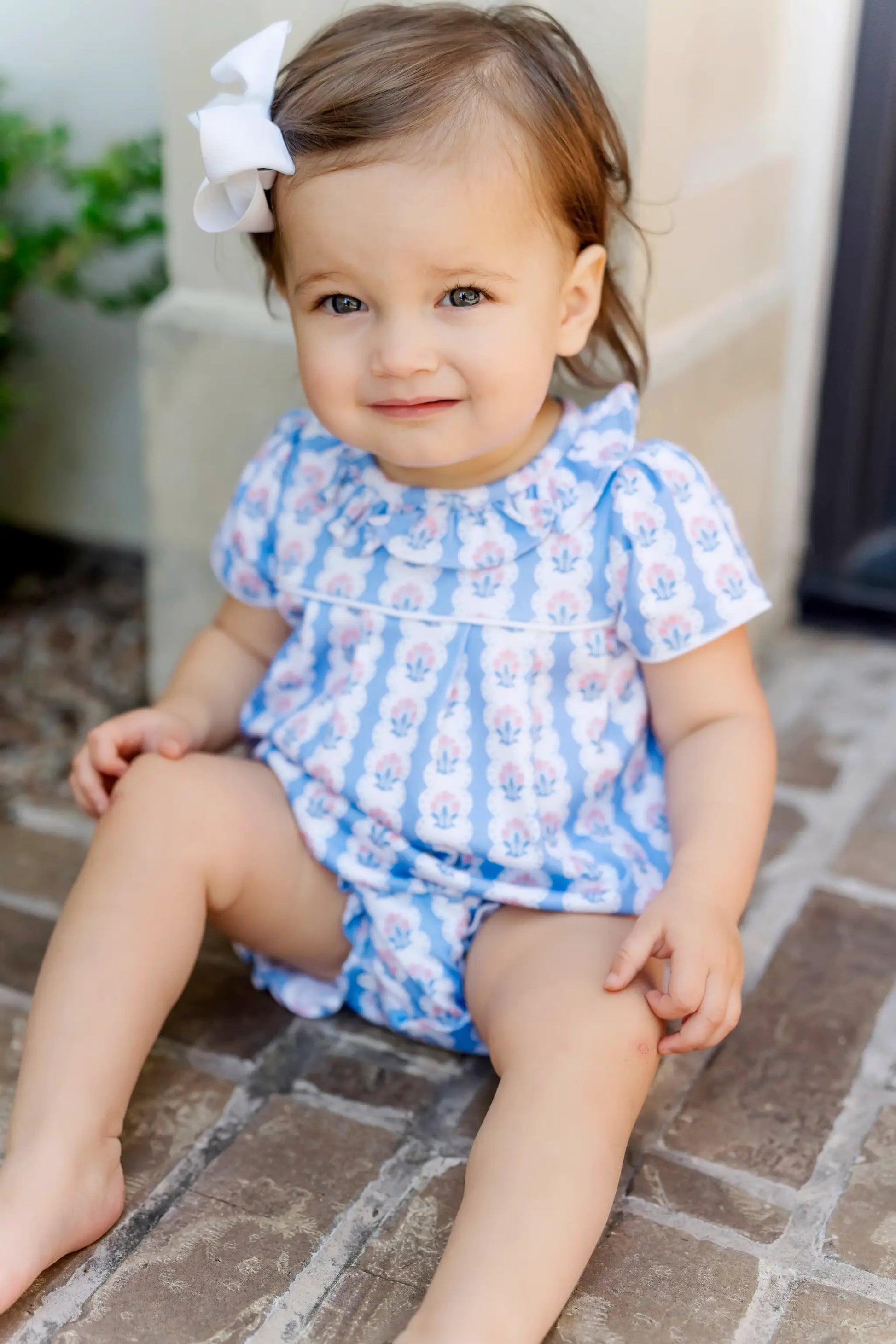Lila & Hayes Baby Girls Charlotte Bubble - Blue Harvest Ribbon Floral