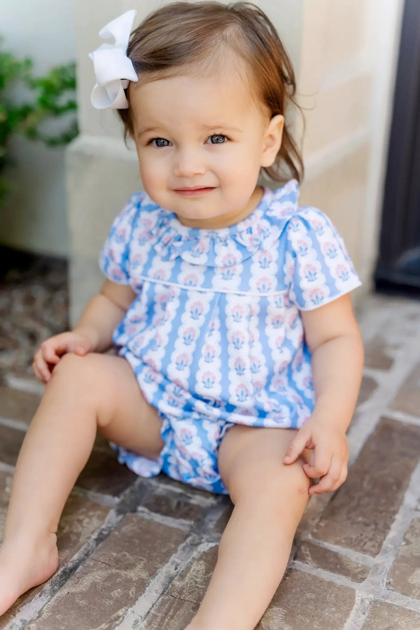 Lila & Hayes Baby Girls Charlotte Bubble - Blue Harvest Ribbon Floral