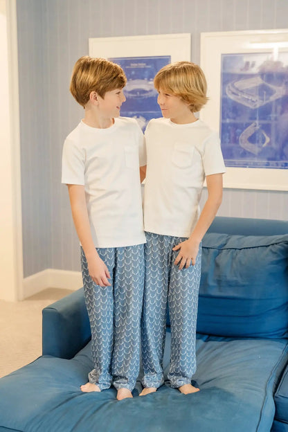 Lila & Hayes Boys Beckett Hang Out Lounge Pants - Blue Rustic Antlers by Lila & Hayes
