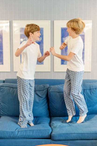 Lila & Hayes Boys Beckett Hang Out Lounge Pants - Blue Rustic Antlers by Lila & Hayes