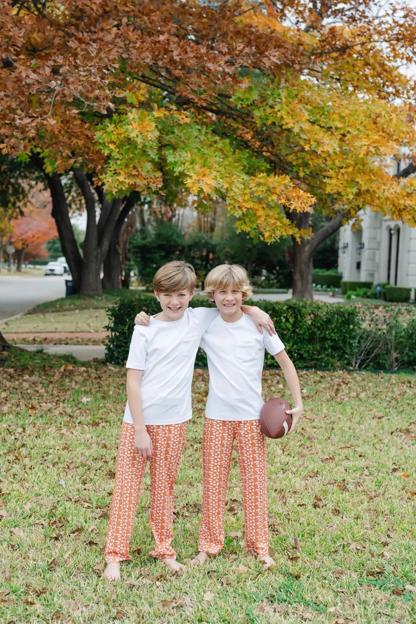Lila & Hayes Boys Beckett Hang Out Pants - Football Pep Rally - Orange