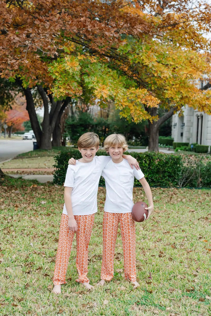Lila & Hayes Boys Beckett Hang Out Pants - Football Pep Rally - Orange