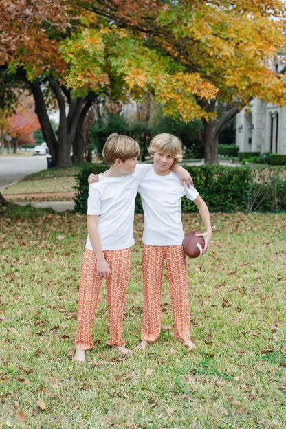 Lila & Hayes Boys Beckett Hang Out Pants - Football Pep Rally - Orange