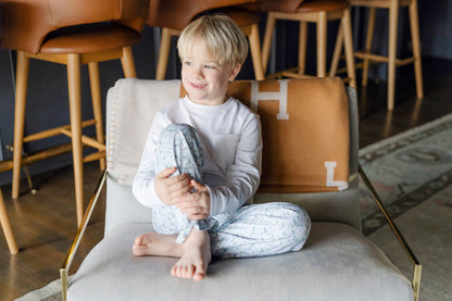 Lila & Hayes Boys Beckett Hangout Lounge Pants - Blue Snow Capped Mountains by Lila & Hayes