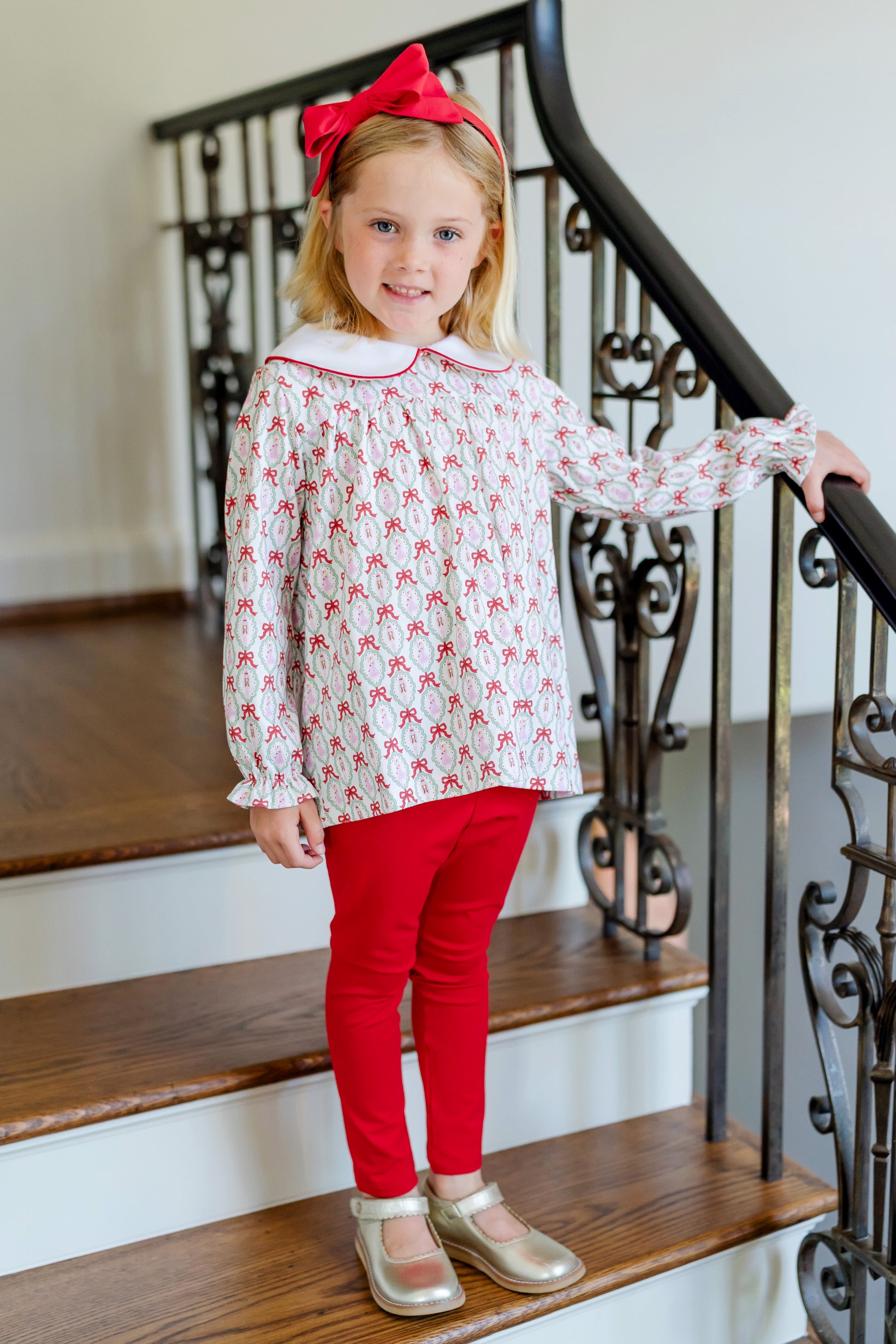 Lila & Hayes Girls Morgan Leggings Set - Red Christmas Nutcracker Ballet