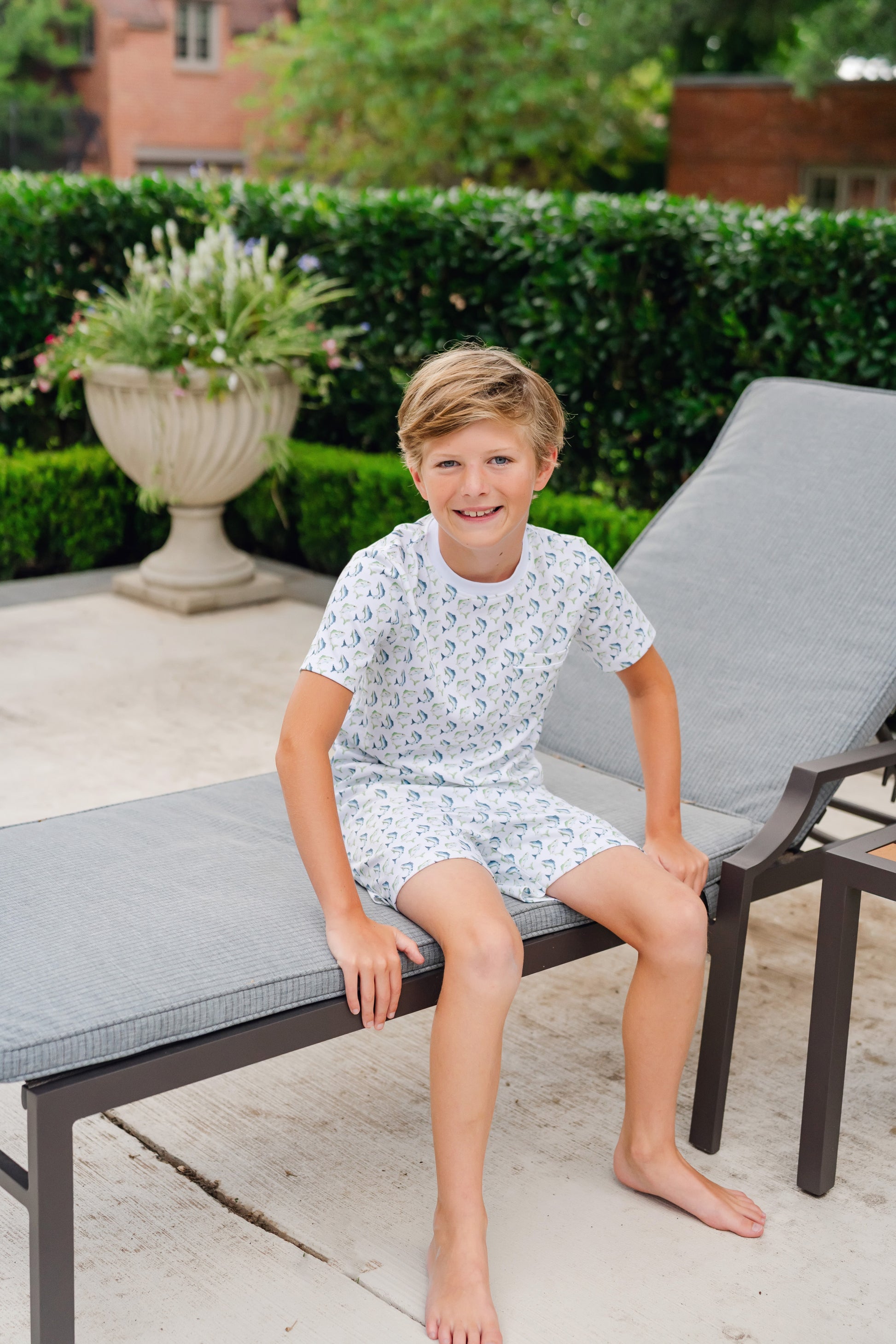 Lila & Hayes Boys Charles Short Pajamas Set - Jumping Trout Fish